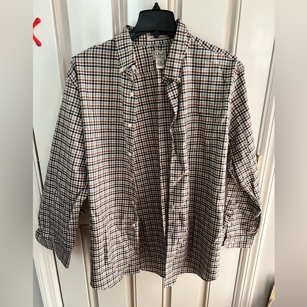 L.L. Bean Men's Button Down Shirt - Brown and Black